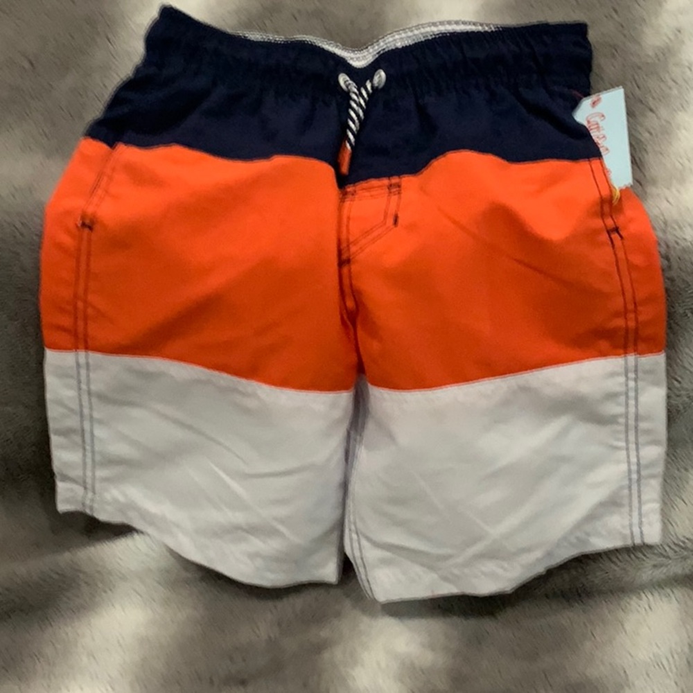 Orange and White Swim Shorts